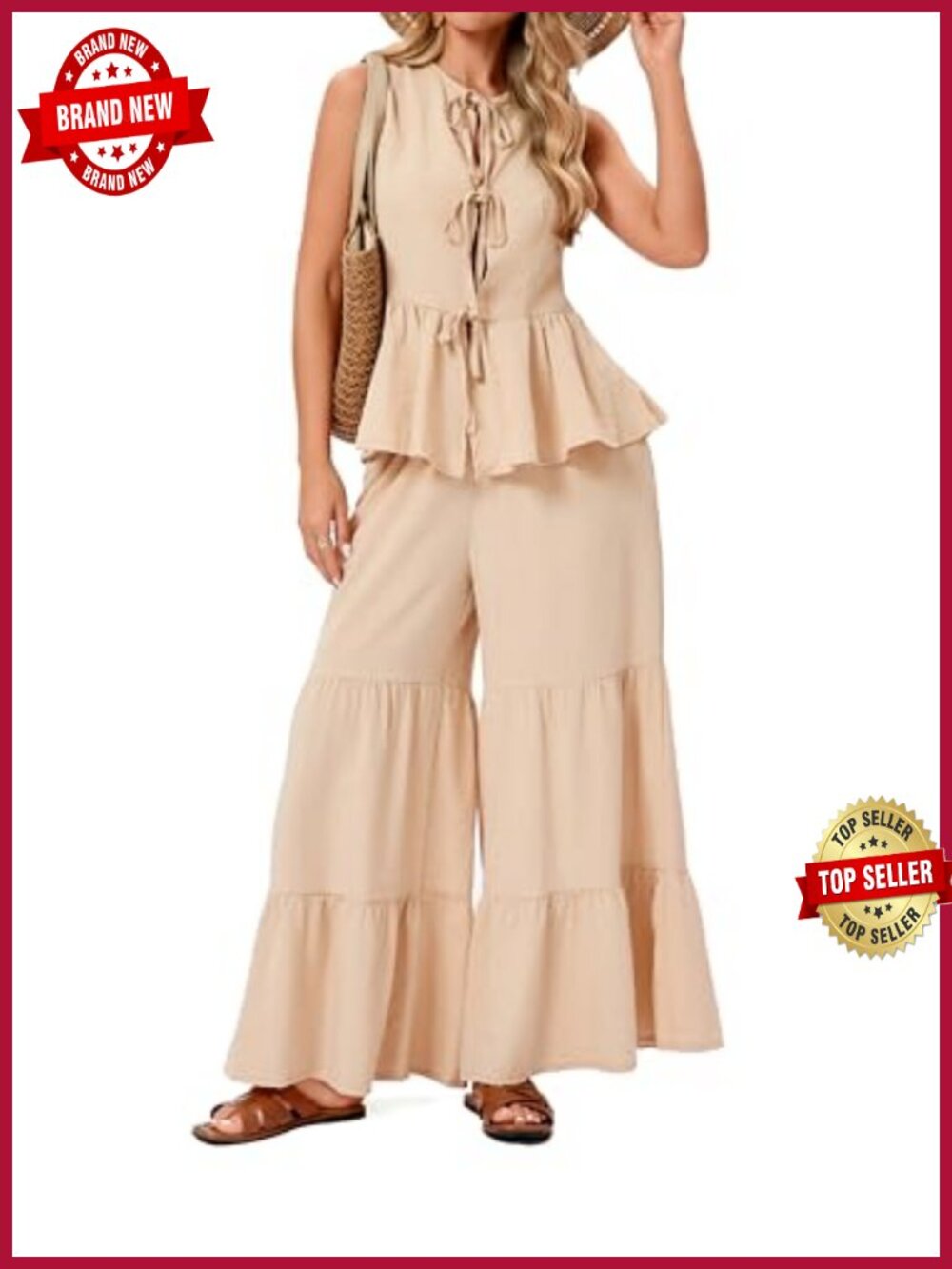Sleeveless Top and Wide Leg Palazzo Pants Set